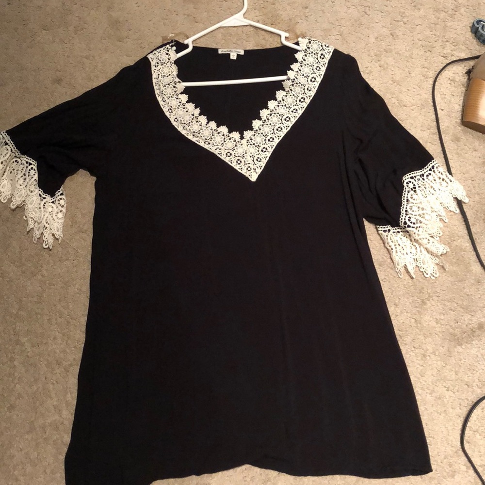 Black and lace shift dress
